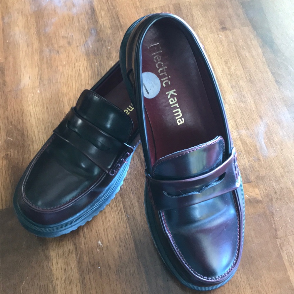 Electric Karma penny lane burgandy loafers